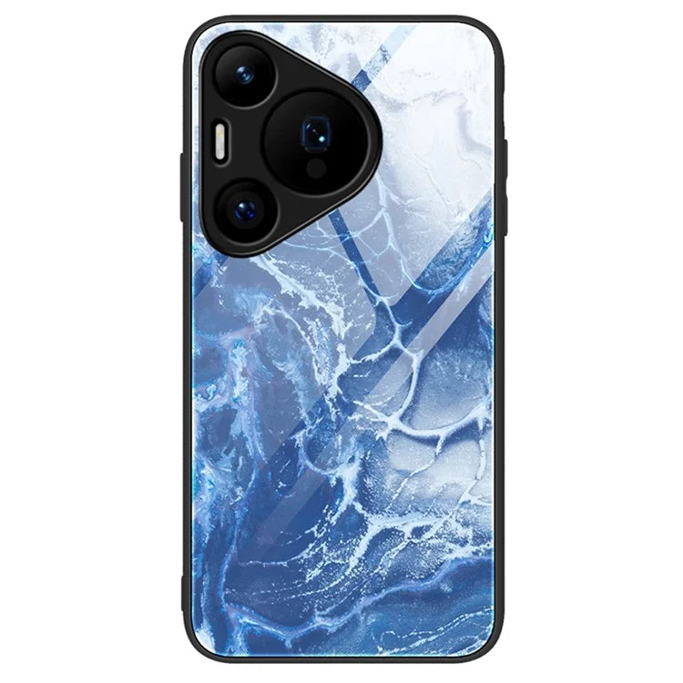 For Huawei Pura 70 Case Marble Pattern Tempered Glass+PC+TPU Phone Cover