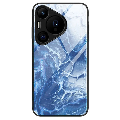 For Huawei Pura 70 Case Marble Pattern Tempered Glass+PC+TPU Phone Cover