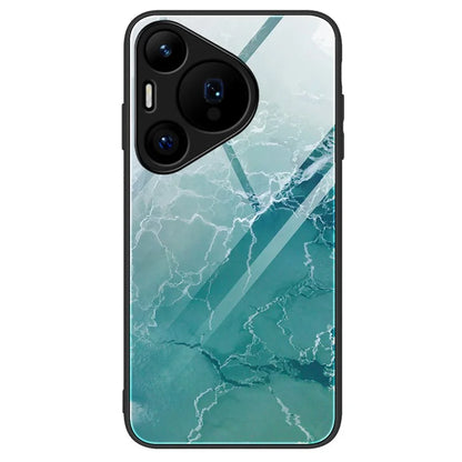 For Huawei Pura 70 Case Marble Pattern Tempered Glass+PC+TPU Phone Cover