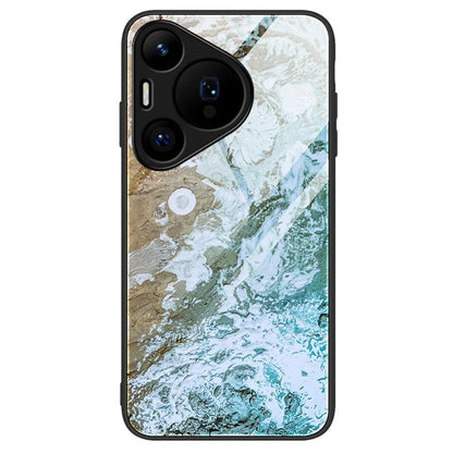 For Huawei Pura 70 Case Marble Pattern Tempered Glass+PC+TPU Phone Cover