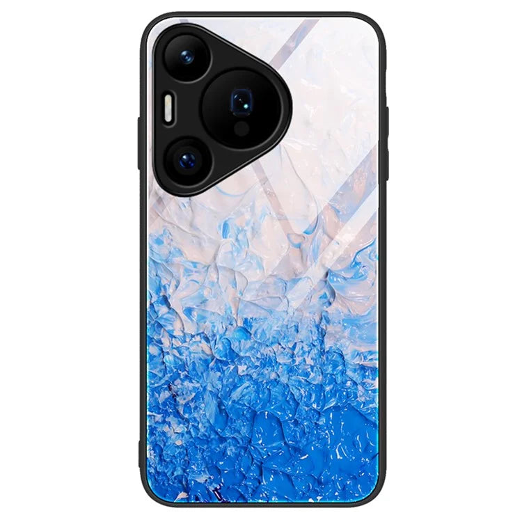 For Huawei Pura 70 Case Marble Pattern Tempered Glass+PC+TPU Phone Cover