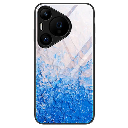 For Huawei Pura 70 Case Marble Pattern Tempered Glass+PC+TPU Phone Cover
