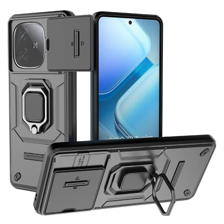 For vivo iQOO Z9 Turbo 5G Phone Cases Wholesale PC+TPU Kickstand Phone Cover with Lens Lid