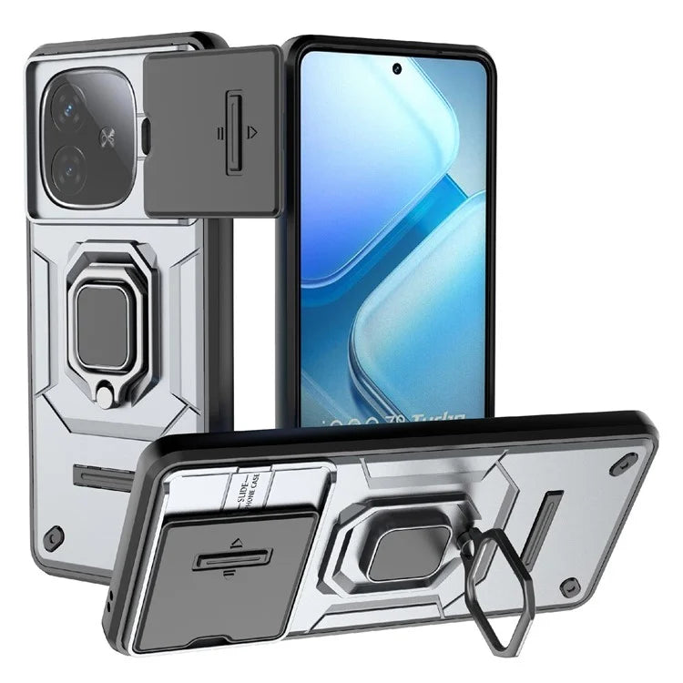 For vivo iQOO Z9 Turbo 5G Phone Cases Wholesale PC+TPU Kickstand Phone Cover with Lens Lid