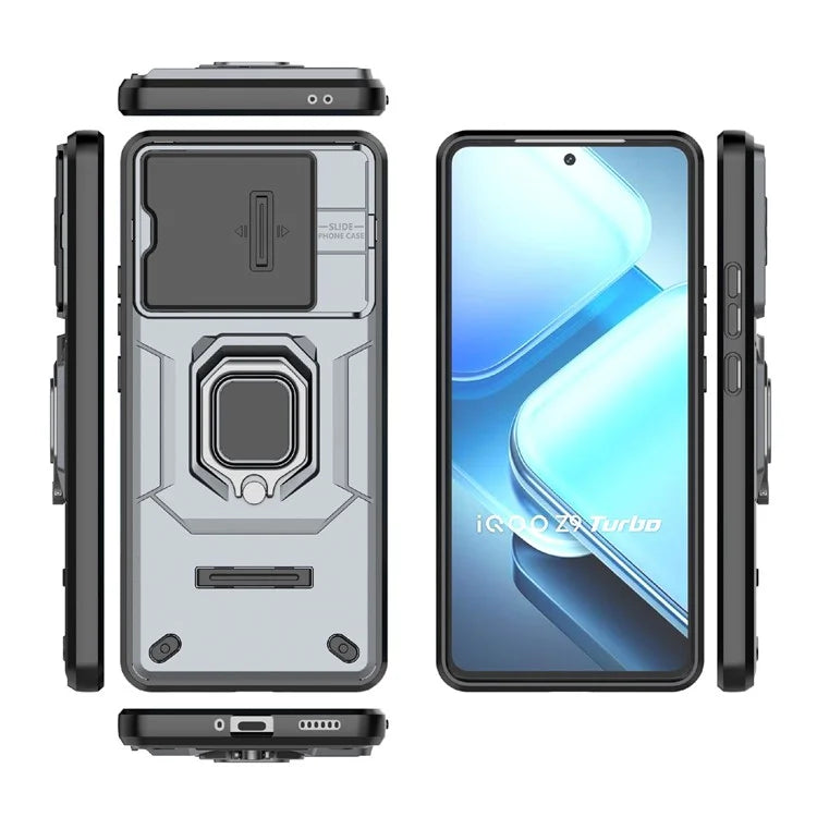 For vivo iQOO Z9 Turbo 5G Phone Cases Wholesale PC+TPU Kickstand Phone Cover with Lens Lid