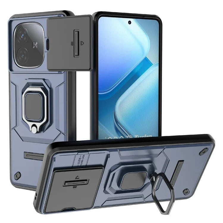 For vivo iQOO Z9 Turbo 5G Phone Cases Wholesale PC+TPU Kickstand Phone Cover with Lens Lid