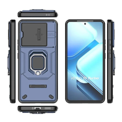 For vivo iQOO Z9 Turbo 5G Phone Cases Wholesale PC+TPU Kickstand Phone Cover with Lens Lid
