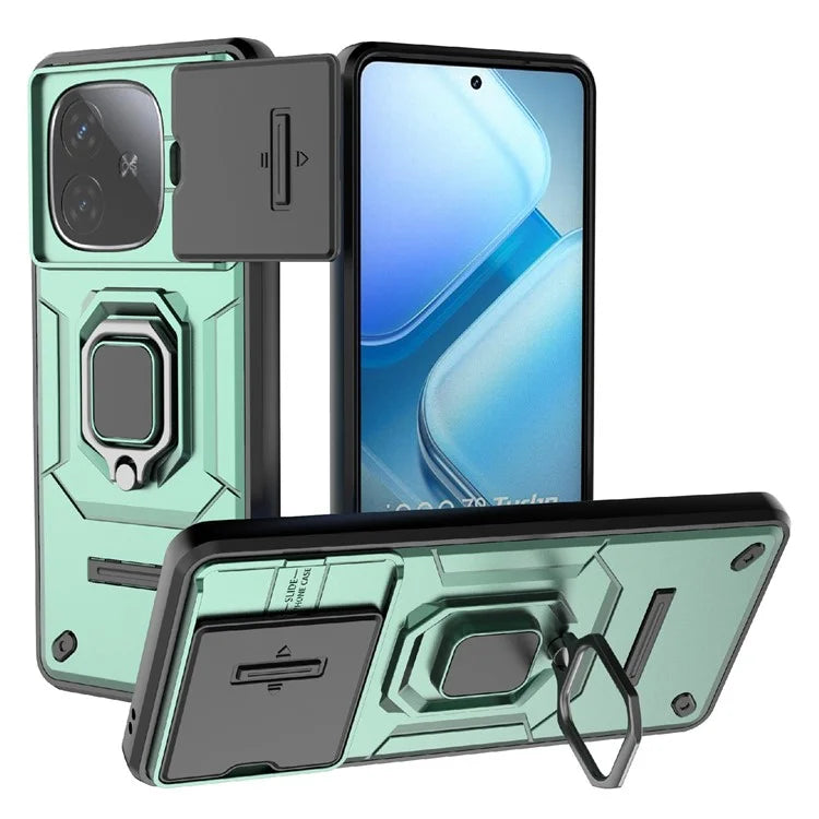 For vivo iQOO Z9 Turbo 5G Phone Cases Wholesale PC+TPU Kickstand Phone Cover with Lens Lid