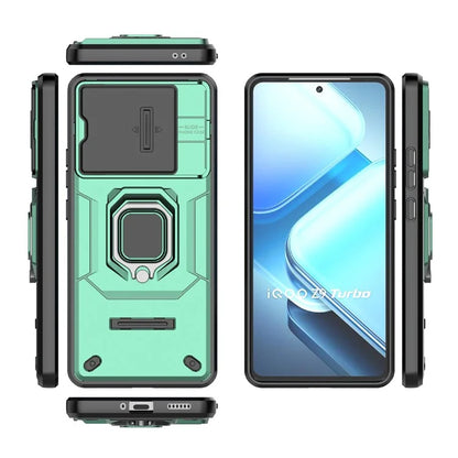 For vivo iQOO Z9 Turbo 5G Phone Cases Wholesale PC+TPU Kickstand Phone Cover with Lens Lid