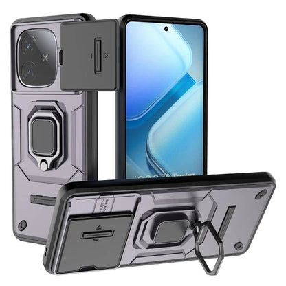 For vivo iQOO Z9 Turbo 5G Phone Cases Wholesale PC+TPU Kickstand Phone Cover with Lens Lid