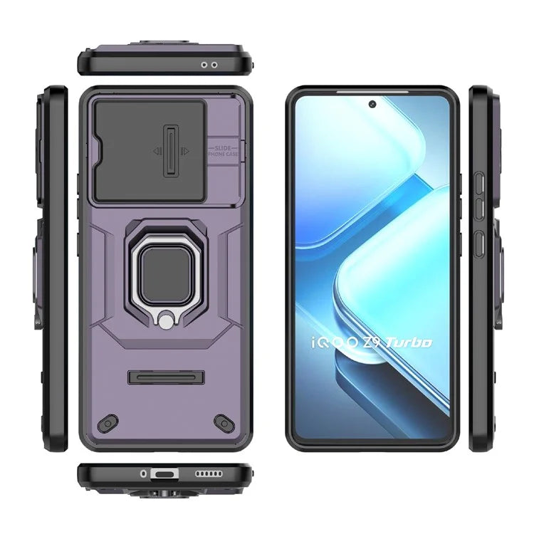 For vivo iQOO Z9 Turbo 5G Phone Cases Wholesale PC+TPU Kickstand Phone Cover with Lens Lid