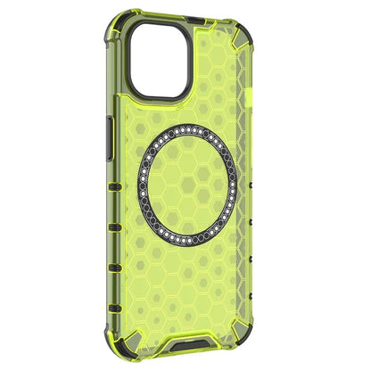 For iPhone 15 Case Honeycomb Design Magnetic TPU+PC Phone Cover
