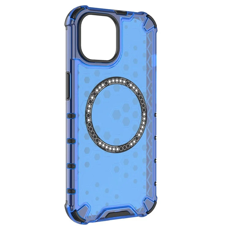 For iPhone 15 Case Honeycomb Design Magnetic TPU+PC Phone Cover