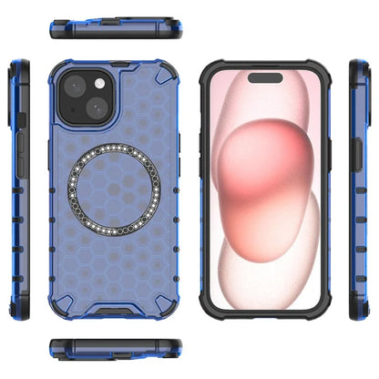 For iPhone 15 Case Honeycomb Design Magnetic TPU+PC Phone Cover