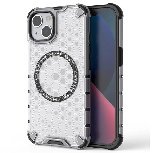 For iPhone 13 Case Compatible with MagSafe TPU+PC Honeycomb Phone Cover