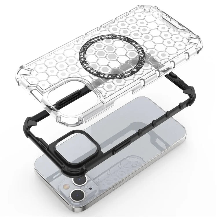 For iPhone 13 Case Compatible with MagSafe TPU+PC Honeycomb Phone Cover