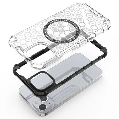 For iPhone 13 Case Compatible with MagSafe TPU+PC Honeycomb Phone Cover