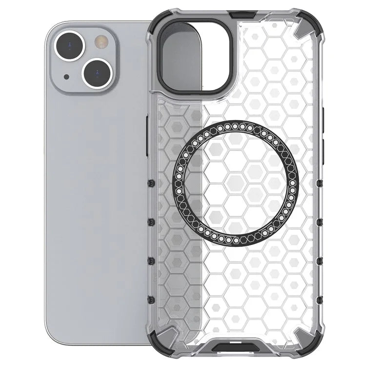 For iPhone 13 Case Compatible with MagSafe TPU+PC Honeycomb Phone Cover