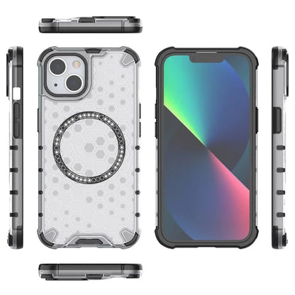 For iPhone 13 Case Compatible with MagSafe TPU+PC Honeycomb Phone Cover