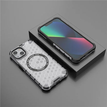 For iPhone 13 Case Compatible with MagSafe TPU+PC Honeycomb Phone Cover