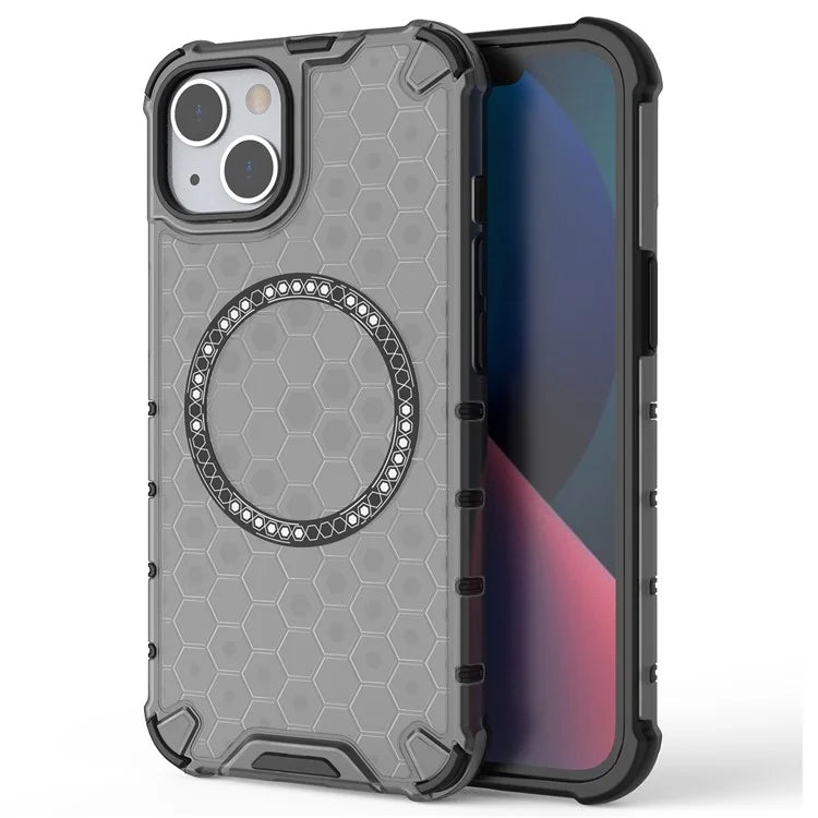 For iPhone 13 Case Compatible with MagSafe TPU+PC Honeycomb Phone Cover