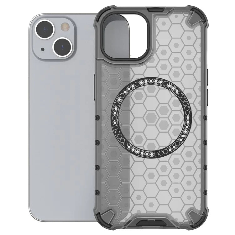 For iPhone 13 Case Compatible with MagSafe TPU+PC Honeycomb Phone Cover