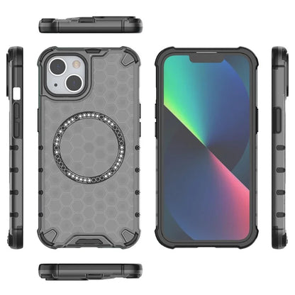 For iPhone 13 Case Compatible with MagSafe TPU+PC Honeycomb Phone Cover