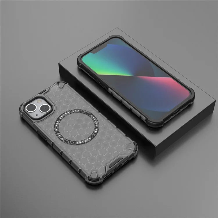 For iPhone 13 Case Compatible with MagSafe TPU+PC Honeycomb Phone Cover