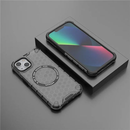For iPhone 13 Case Compatible with MagSafe TPU+PC Honeycomb Phone Cover