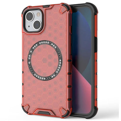 For iPhone 13 Case Compatible with MagSafe TPU+PC Honeycomb Phone Cover