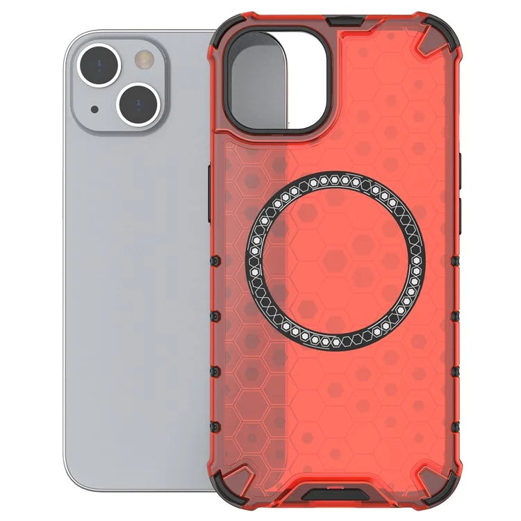 For iPhone 13 Case Compatible with MagSafe TPU+PC Honeycomb Phone Cover