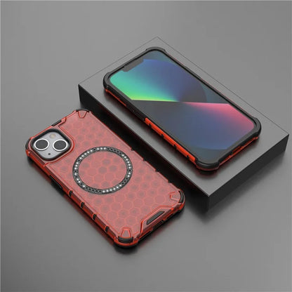 For iPhone 13 Case Compatible with MagSafe TPU+PC Honeycomb Phone Cover