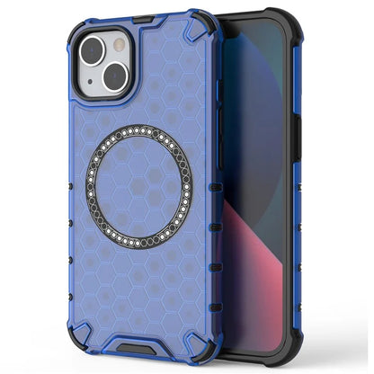 For iPhone 13 Case Compatible with MagSafe TPU+PC Honeycomb Phone Cover