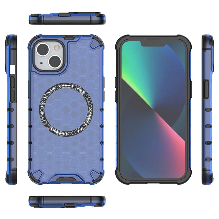 For iPhone 13 Case Compatible with MagSafe TPU+PC Honeycomb Phone Cover