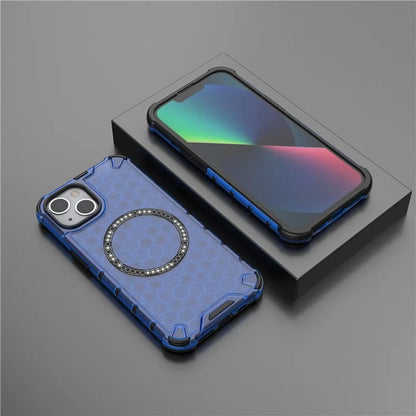 For iPhone 13 Case Compatible with MagSafe TPU+PC Honeycomb Phone Cover