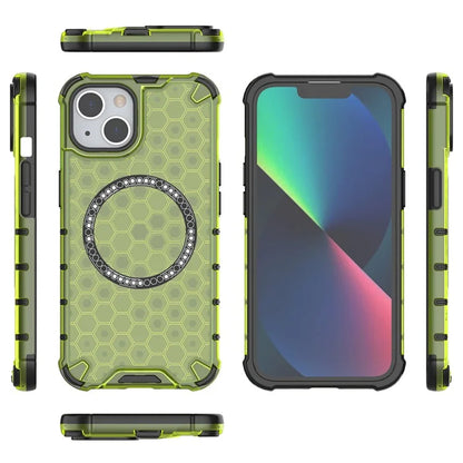 For iPhone 13 Case Compatible with MagSafe TPU+PC Honeycomb Phone Cover