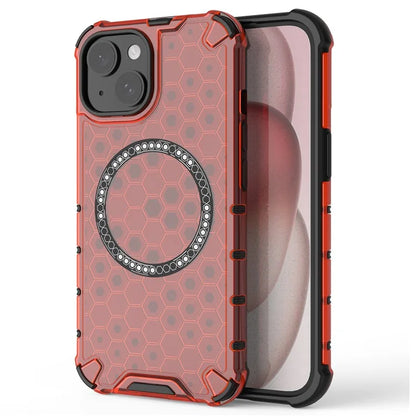 For iPhone 14 Magnetic Phone Case TPU+PC Honeycomb Design Phone Cover