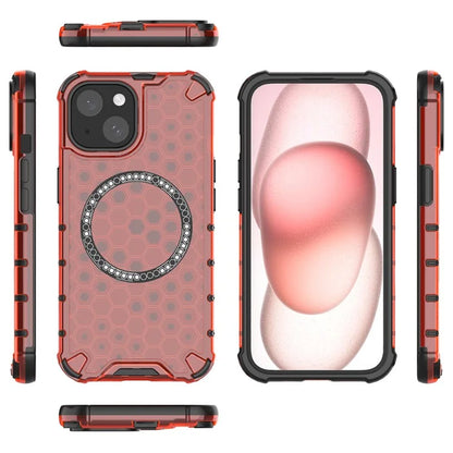For iPhone 14 Magnetic Phone Case TPU+PC Honeycomb Design Phone Cover