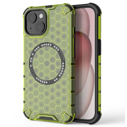 For iPhone 14 Magnetic Phone Case TPU+PC Honeycomb Design Phone Cover