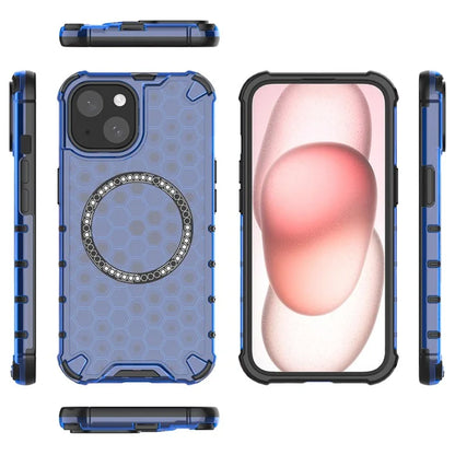 For iPhone 14 Magnetic Phone Case TPU+PC Honeycomb Design Phone Cover