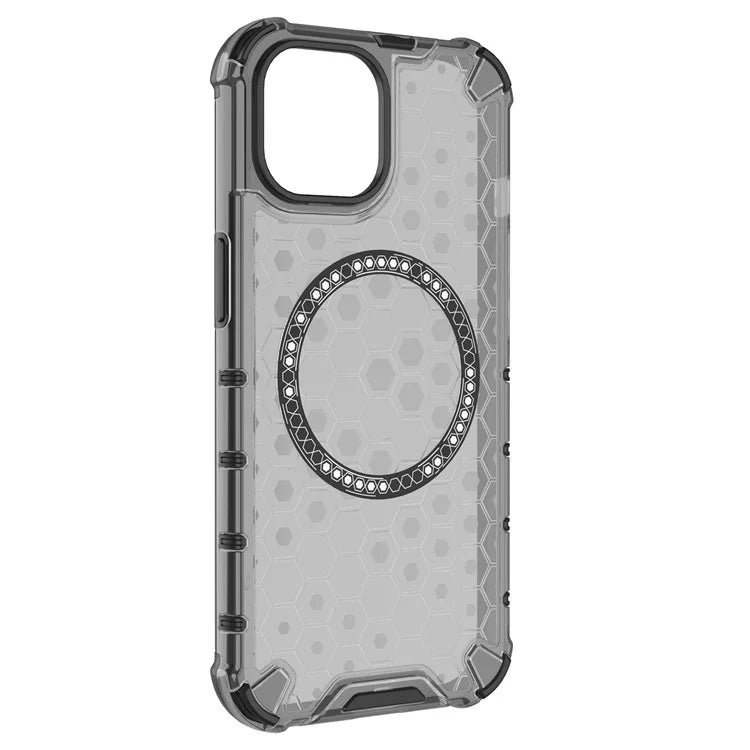 For iPhone 14 Magnetic Phone Case TPU+PC Honeycomb Design Phone Cover