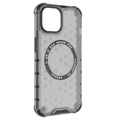 For iPhone 14 Magnetic Phone Case TPU+PC Honeycomb Design Phone Cover