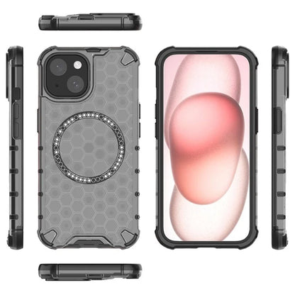 For iPhone 14 Magnetic Phone Case TPU+PC Honeycomb Design Phone Cover