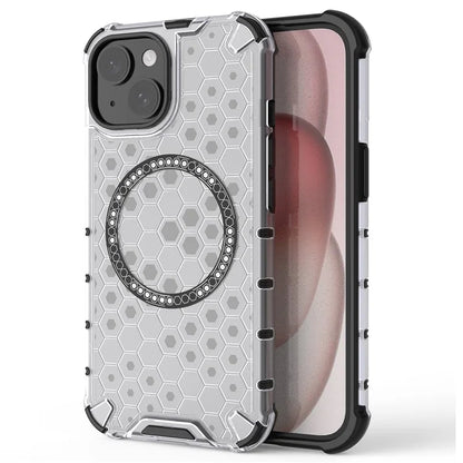 For iPhone 14 Magnetic Phone Case TPU+PC Honeycomb Design Phone Cover