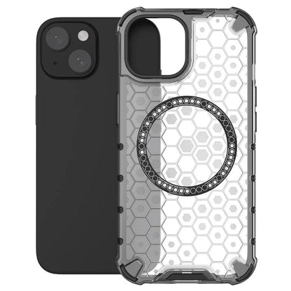 For iPhone 14 Magnetic Phone Case TPU+PC Honeycomb Design Phone Cover