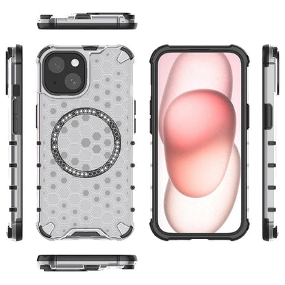 For iPhone 14 Magnetic Phone Case TPU+PC Honeycomb Design Phone Cover