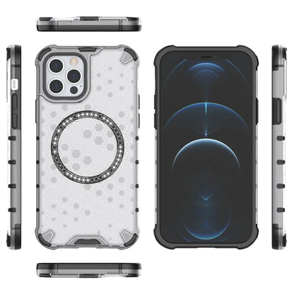 For iPhone 12 / 12 Pro Magnetic Case Honeycomb Anti-Drop TPU+PC Phone Cover