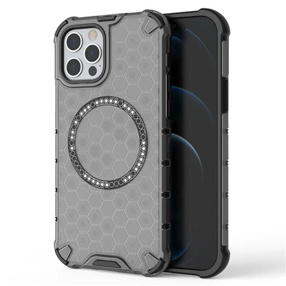 For iPhone 12 / 12 Pro Magnetic Case Honeycomb Anti-Drop TPU+PC Phone Cover