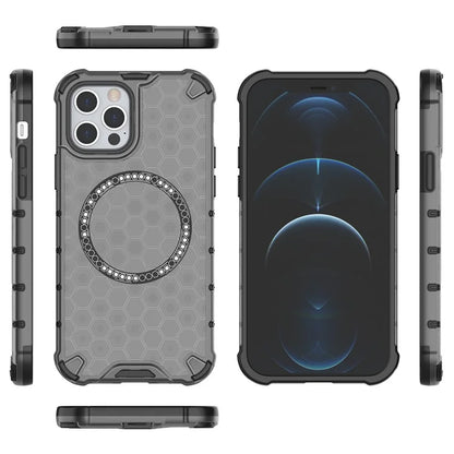 For iPhone 12 / 12 Pro Magnetic Case Honeycomb Anti-Drop TPU+PC Phone Cover
