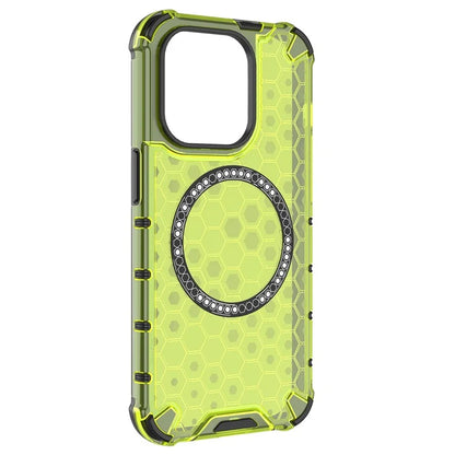 For iPhone 14 Pro Magnetic Phone Case Honeycomb Design TPU+PC Back Cover